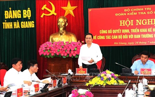 Đoàn kiểm tra của Bộ Chính trị làm việc với Ban Thường vụ Tỉnh ủy Hà Giang

​